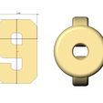 9-number-varsity-Stud-earring-05.jpg 9 девять номер varsity шрифт серьга-шпилька 3D печать модель