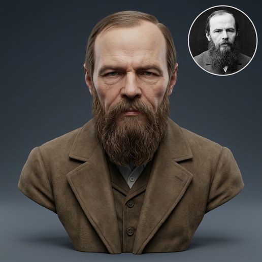 Fyodor Dostoevsky 3D Printable  Bust