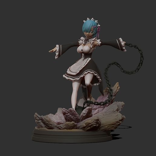 wip3.jpg Rem 3d Druck Statue Diorama - Re Zero Figur