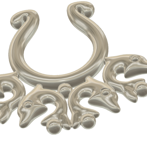 Fem-Fake-Nipple-Piercing-Ring-54-v1-04.png STL file fake Nose hook "Dolphins" FAKE NIPPLE Clamps Pendant PIERCING Female Septum Barbaella male Non-Piercing Body Jewellery Bondage Weight femJ-54 3d print cnc・3D print object to download, Dzusto