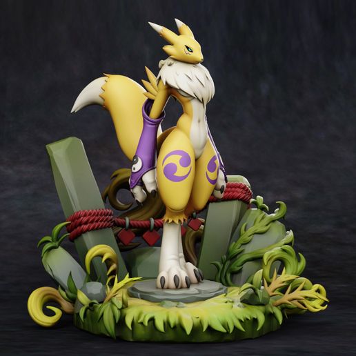 🐉 Renamon 1.0 Diorama Ver. 3D Print Kit・ STL File for ・Cults