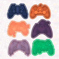 main.png 3D file Halloween gamepads joysticks gamers cookie cutter set of 6・3D print object to download