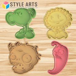 PLANTAS-VS-ZOMBIES.png Archivo STL Plantas vs Zombies Cortantes para galletas - Cookies・Plan para descargar y imprimir en 3D