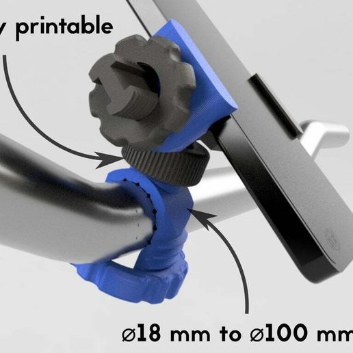 Handlebar/Tube phone mount (no screw!) 3D model