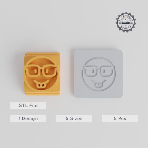 product_2462-01_main.jpg Geek Emoji Cookie & Clay Stamp Set, 5 Sizes, Perfect for Fondant & Soft Materials