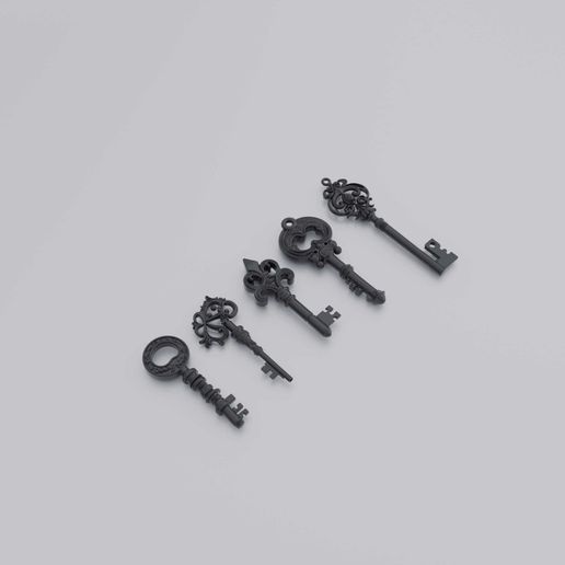 Miniature Vintage Key STL Set - Dollhouse Miniatures 3D Print Files