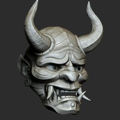 4.jpg OBJ file Traditional Japanese Hannya Mask Oni Mask Samurai Mask 3D print model・3D printable model to download, Maskitto