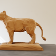 lioness-body-low-poly-1.png Lioness body looking left low poly statue stl 3d print file