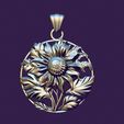 04.jpg STL file SUNFLOWER pendant for casting・3D printer model to download