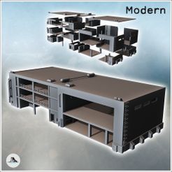 1-PREM.jpg Bâtiment industriel moderne ouvert avec plusieurs étages, toit plat et échelles latérales (14) - Modern WW2 WW1 World War Diaroma Wargaming RPG Mini Hobby