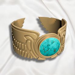 wing-pharaonic-bracelet-8.jpg Fichier STL bracelet pharaonique avec turquoise américaine・Design pour imprimante 3D à télécharger