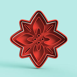 poinsettia-cutter-stamp-stl-file-cortante-flor-estampa.png Archivo STL cortador de galletas de poinsettia・Objeto para impresora 3D para descargar