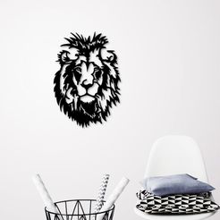 Demo.jpg STL file Lion head wall art・3D printable design to download