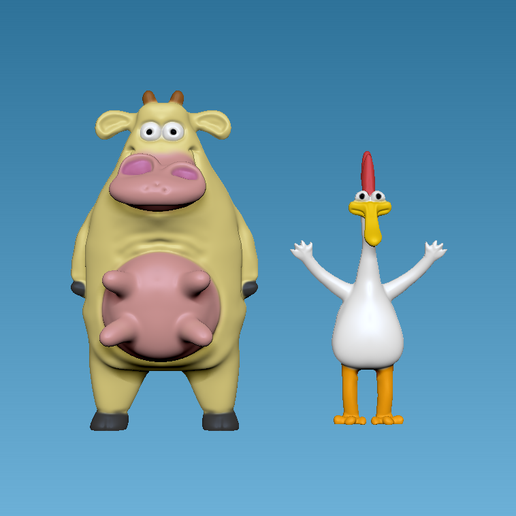 🐄 cow and chicken cartoon・ STL File for 3D printing・Cults
