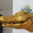 crocodile-head-wall-mount-planter-low-poly-2.png crocodile head wall mount low poly planter STL 3d print file