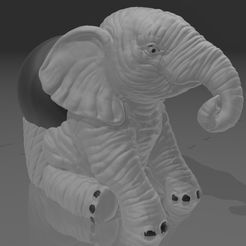 ALEXA-ECHO-DOT-5_SIT_ELEPHANT.jpg Fichier STL 2 em 1 Suporte Alexa Echo Dot 4a e 5a Geração Elefante Sentado e Porta Treco・Design pour imprimante 3D à télécharger