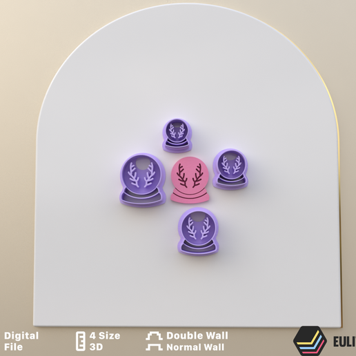 Christmas Snow Glitter Reindeer Antler Balloons 4 size 2 version cut/ Polymer Clay Cutter / Digital STL File/EULITEC.COM/CC/COPYRIGHTED LICENSE 3D model