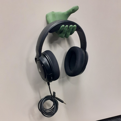 Hand_headphone_holder1_UGC.png Hand style Headphone wall-mount holder - NO SUPPORT REQUIRED