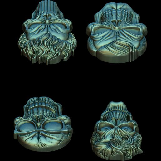 Comic-Skull-Head-Relief-6.jpg A Collection of 4 Comic Skull Head Relief No4 STL file for 3d printing or CNC