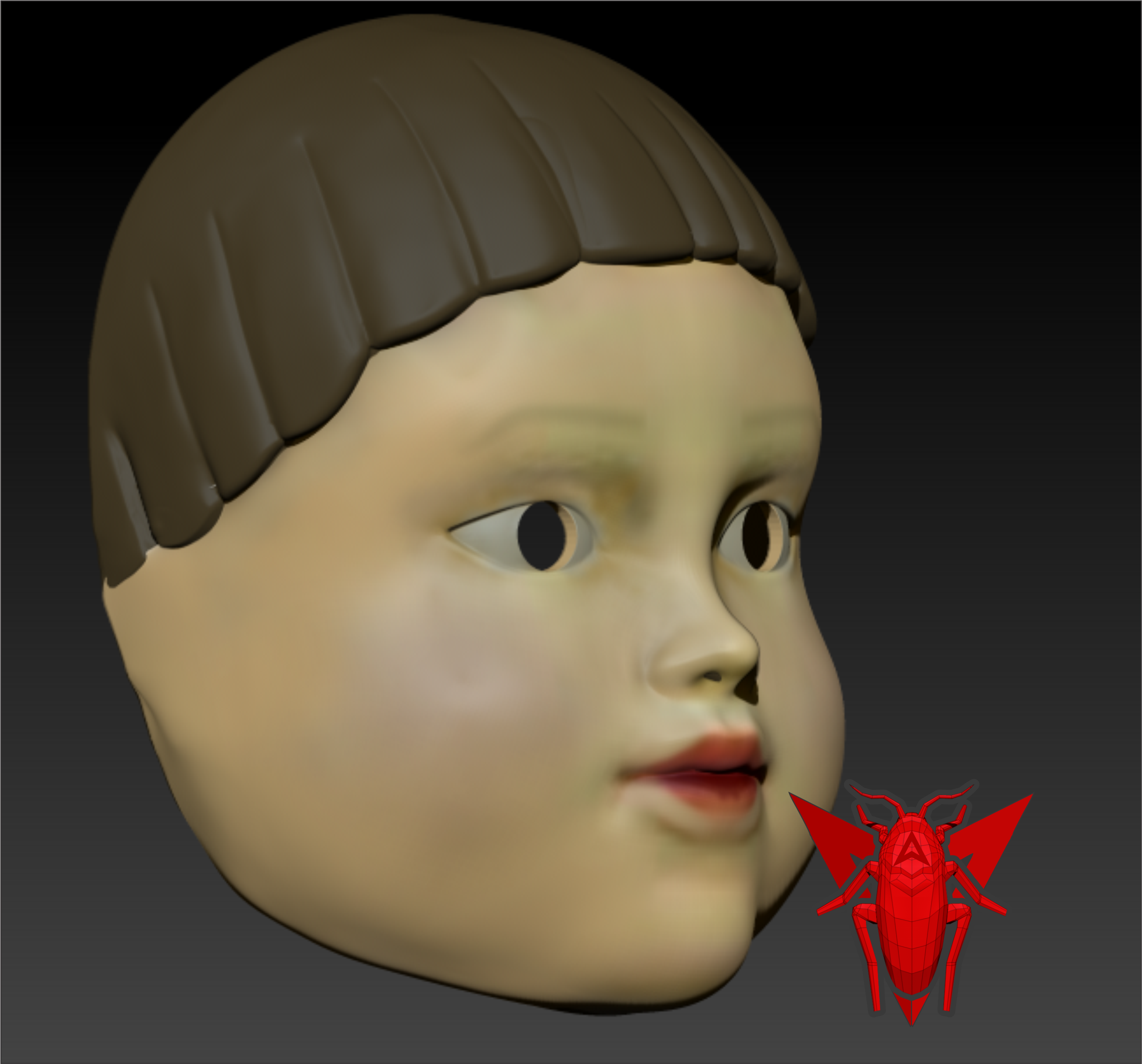 Doll-pic-frame.png Télécharger fichier OBJ Squid Game Doll Mask / Mascara de muñeca- luz roja , luz verde. • Plan pour imprimante 3D, Redroach