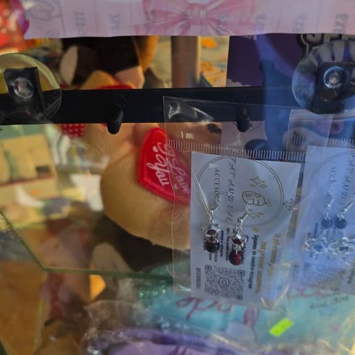 Hanging earring holder for glass display case