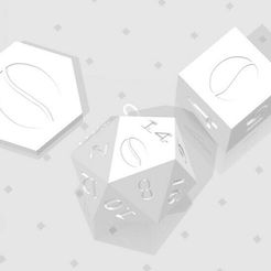 D2 D6 D20 - Coffee Bean.jpg STL file D2, D6 and D20 - Coffee Bean Logo Symbol・3D print object to download