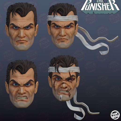 The Punisher custom headsculpts for marvel legends