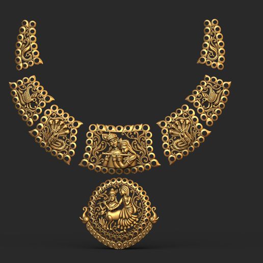 Temple Jewelery 008 Krishna ji and Radha Ji 3D model