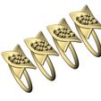 Overlapping-tri-cluster-Twisted-leaf-fashion-ring-size6to9-05.jpg Накладное кольцо с бриллиантовым кластером в виде витых листьев Размеры США 6to9 3D печатная модель