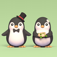 Penguin-Couple1.png 3D file Penguin Couple Wedding Cake Topper・3D print design to download