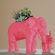 elephant-with-calf-planter-3.png Elephant with calf planter pot flower vase 3d print STL file