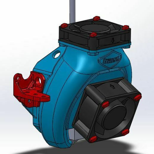 V3-fang.jpg Ender 3, 3 V2, 3 pro, 3 max, dual 40mm axial fan hot end duct / fang. CR-10, Micro Swiss direct drive and bowden compatible. No support needed for printing