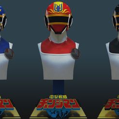 Todos.jpg STL file Dengeki Sentai Changeman Busts - 5 Characters・3D printer design to download