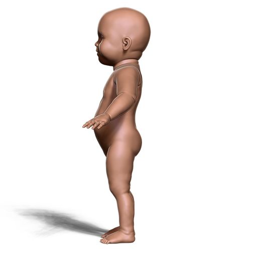 T_pose_baby_preview9.jpg Baby in T Pose Quad Mesh avec 5 niveaux de subdivision.