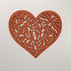 Heart-Wall-Decoration-WARAJ66-Preview.jpg STL file Heart Wall Decoration WARAJ66・3D printing idea to download