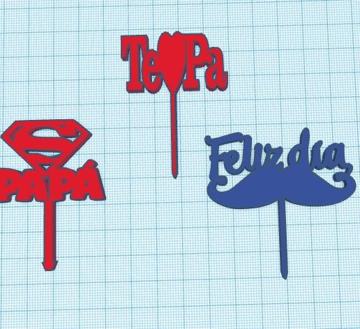 3 topper mini cakes or cupcakes father's day - 3D model önizlemesi