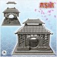 2.jpg Oriental altar with round openings and curved double roof (2) - Medieval Asia Feudal Asian Traditionnal Ninja Oriental