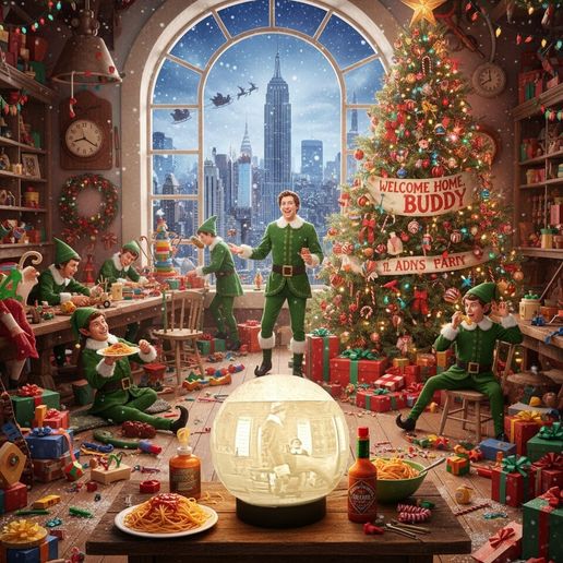 Black-Text,-No-BG-6.jpeg 🎄 Elf Movie Lithophane Globe (3-Image Edition) - STL Globe + STL Base (Licence Commerciale)