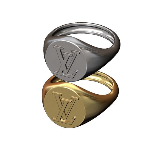 Download 3MF file Louis Vuitton logo replica signet ring 3D print model • 3D printing object ・ Cults