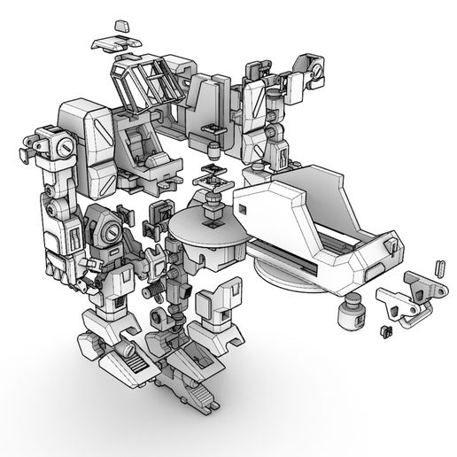013.jpg Download free file Heavy Construction Walker (Action Figure) • 3D printable design, Jwoong