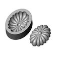 Mold-Oval-ribbed-rosette-00.jpg Oval ribbed rosette relief and mold 3D print model