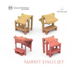 1000X1000-Gracewindale-market-stalls-set.jpg STL file Market Stalls Set・3D printer model to download