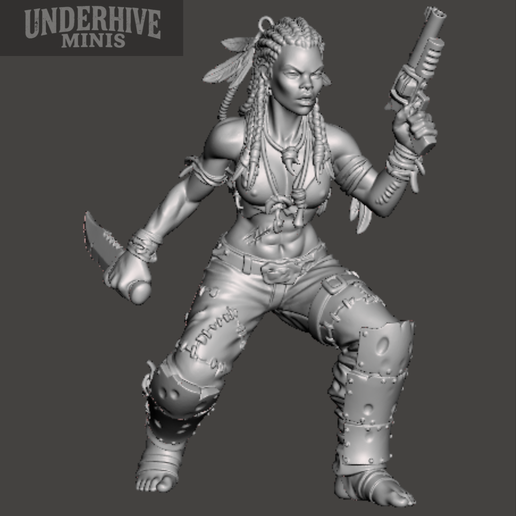 Female Ratskin Brave (Pistol and Knife) – Underhive Minis