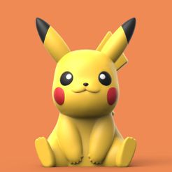 CutePikachu04.jpg STL file POKEMON - PIKACHU (EASY PRINT NO SUPPORT)・3D printable model to download