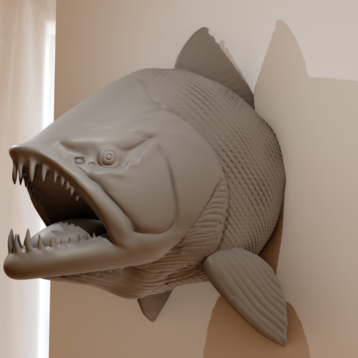 piranha head wall mount mouth open stl 3D model