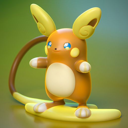 High Quality Alolan Raichu Miniature - 3D Printable STL Model For Tabletop Gaming and Display 3D model preview