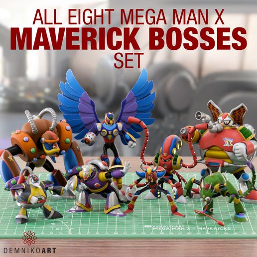 👨 All 8 Maverick Bosses from Mega Man X - Set・ 3D File for