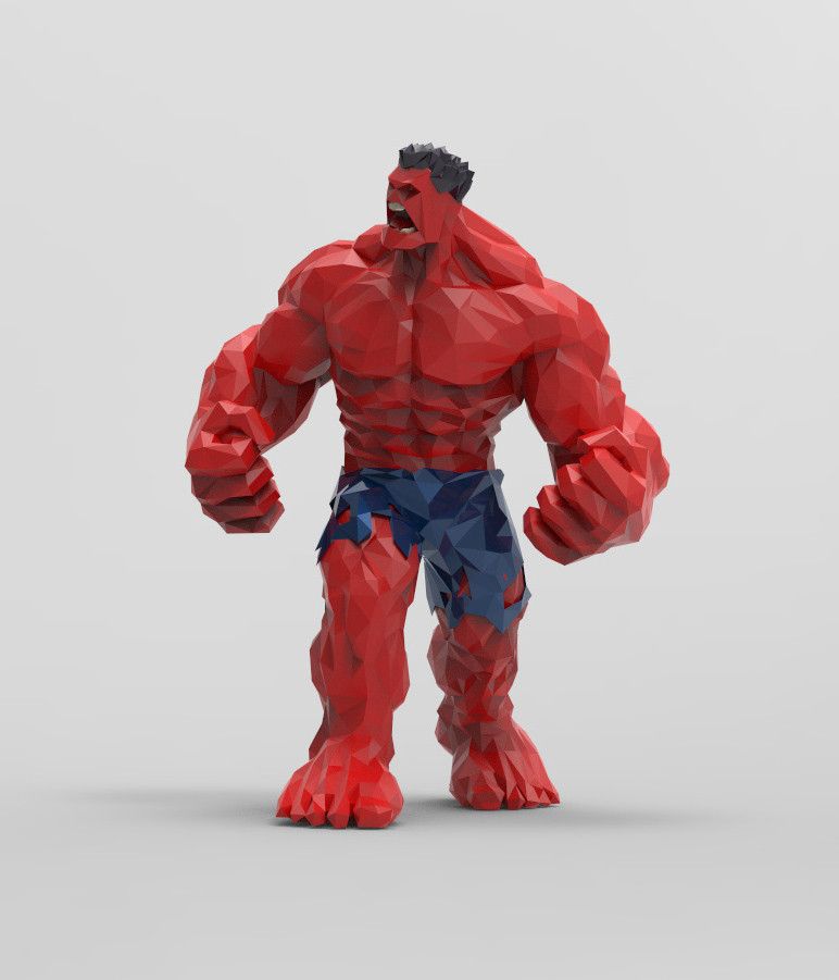 redhulk-low01.jpg Fichier STL gratuit Red Hulk - Low Detail・Plan pour imprimante 3D à télécharger, Maxter