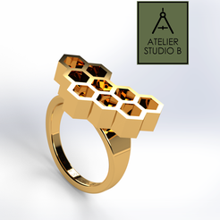 Bague-Ruche.png Anillo con motivo hexagonal/de nido de abeja