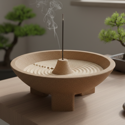 Zen Garden Incense Burner STL | 3D Printed Meditation Incense Holder